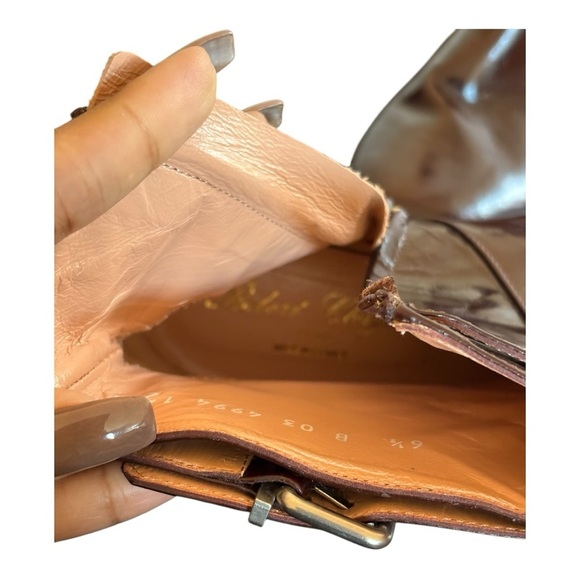 Robert Clergerie Cognac Wedge Ankle Boot Zipper Size 6.5 Buckle - Picture 9 of 15